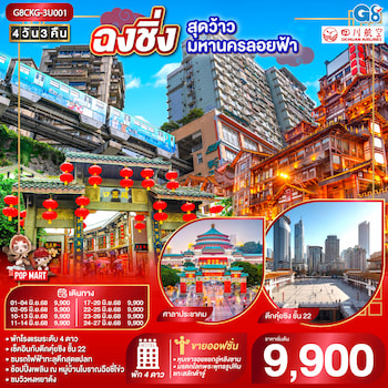 ทัวร์จีน ฉงชิ่ง ต้าจู๋ อู่หลง หลุมฟ้า สะพานสวรรค์ เขานางฟ้า 4 วัน 3 คืน FD